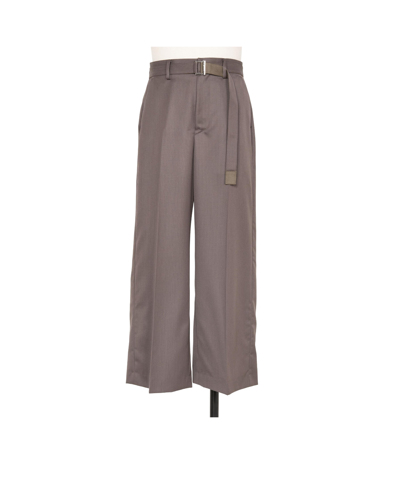 Sacai Belt Wool Loop Casual Pants In Gray
