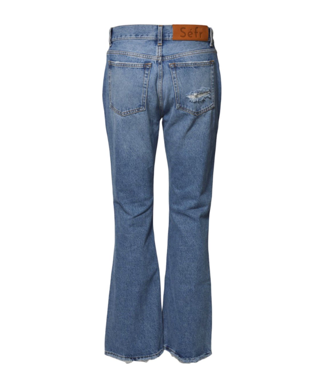 Séfr Ripped And Frayed Jeans In Medium Blue