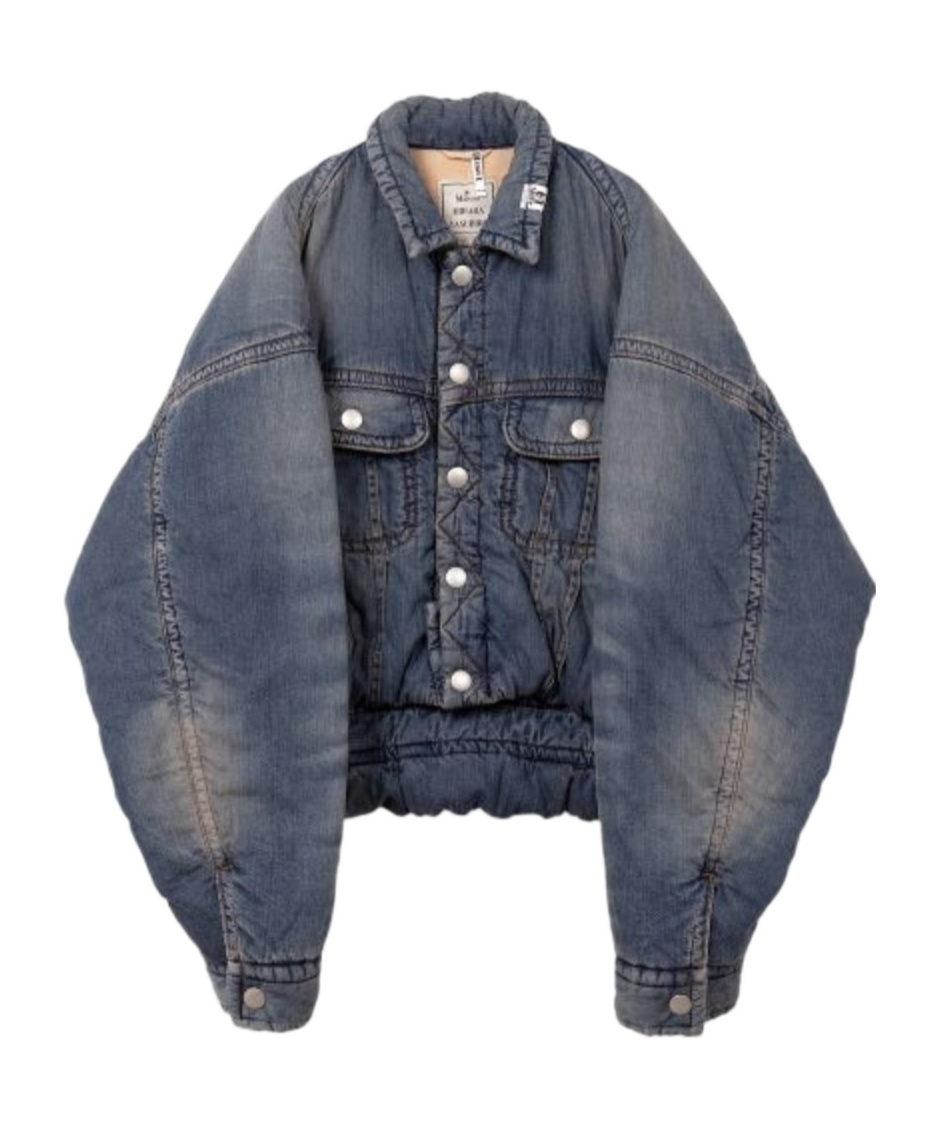 Miharayasuhiro Rolled-up Hem Down Denim Jacket In Purple
