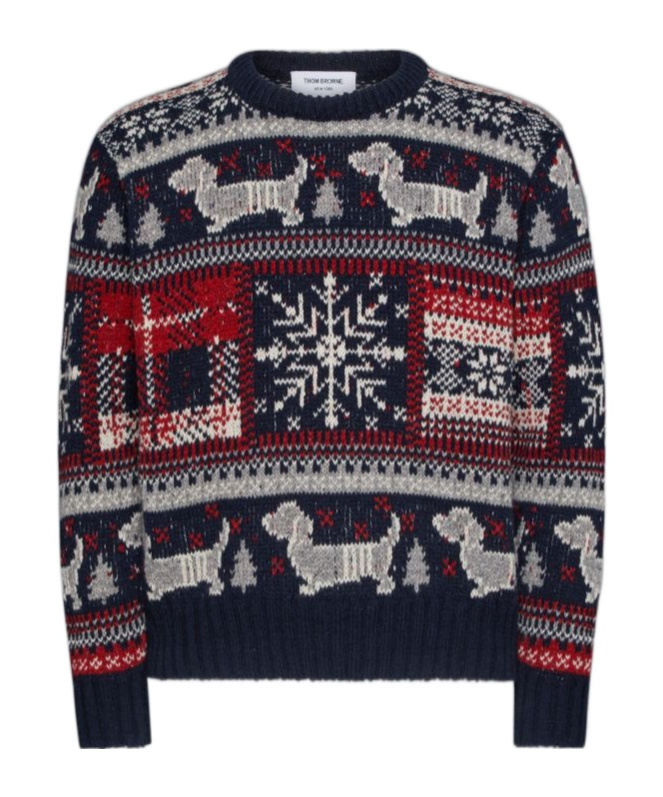Thom Browne Fair Isle Intarsia Jumper In Black