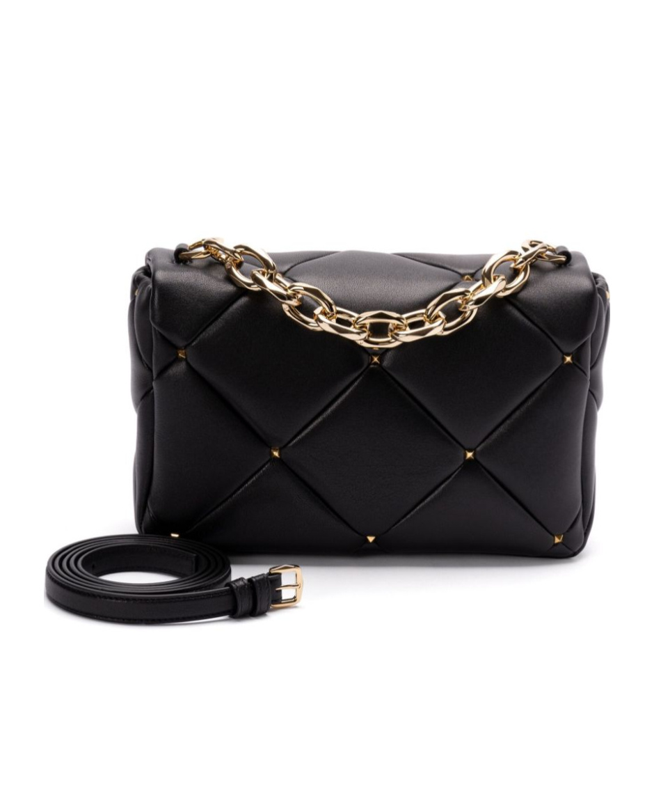 Valentino Quilted Calfskin Shoulder Bag In Black
