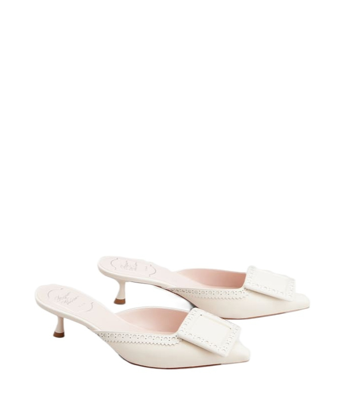 Roger Vivier Viv' In The City Mules In Leather In Off-white