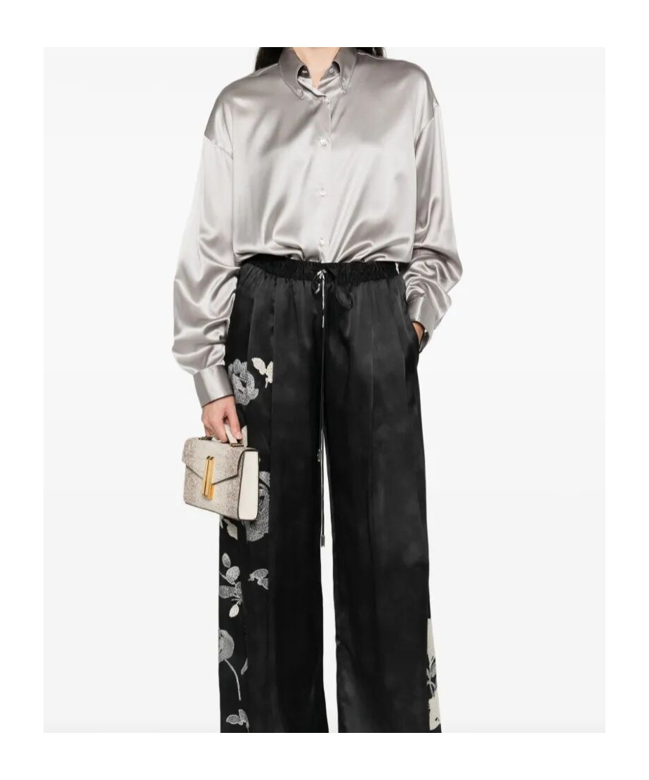 Ermanno Scervino Lustrous Silk Button-up Shirt In Gray