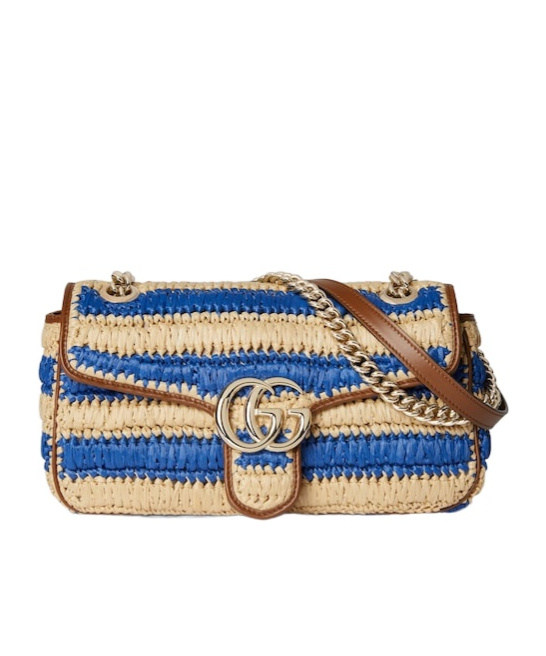 Gucci Gg Marmont Woven Medium Shoulder Bag In Brown
