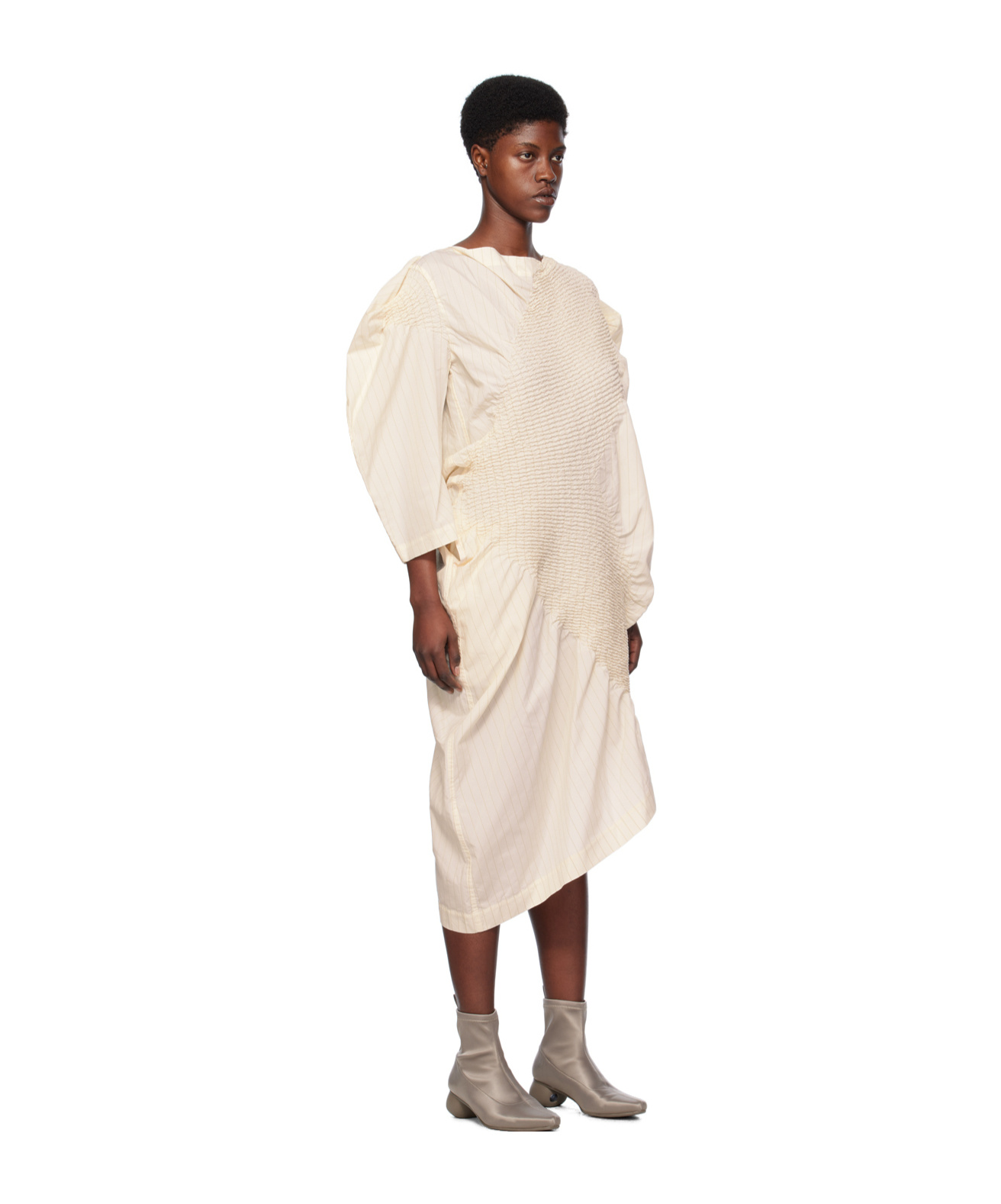Issey Miyake Contract Medium Length Dress In White