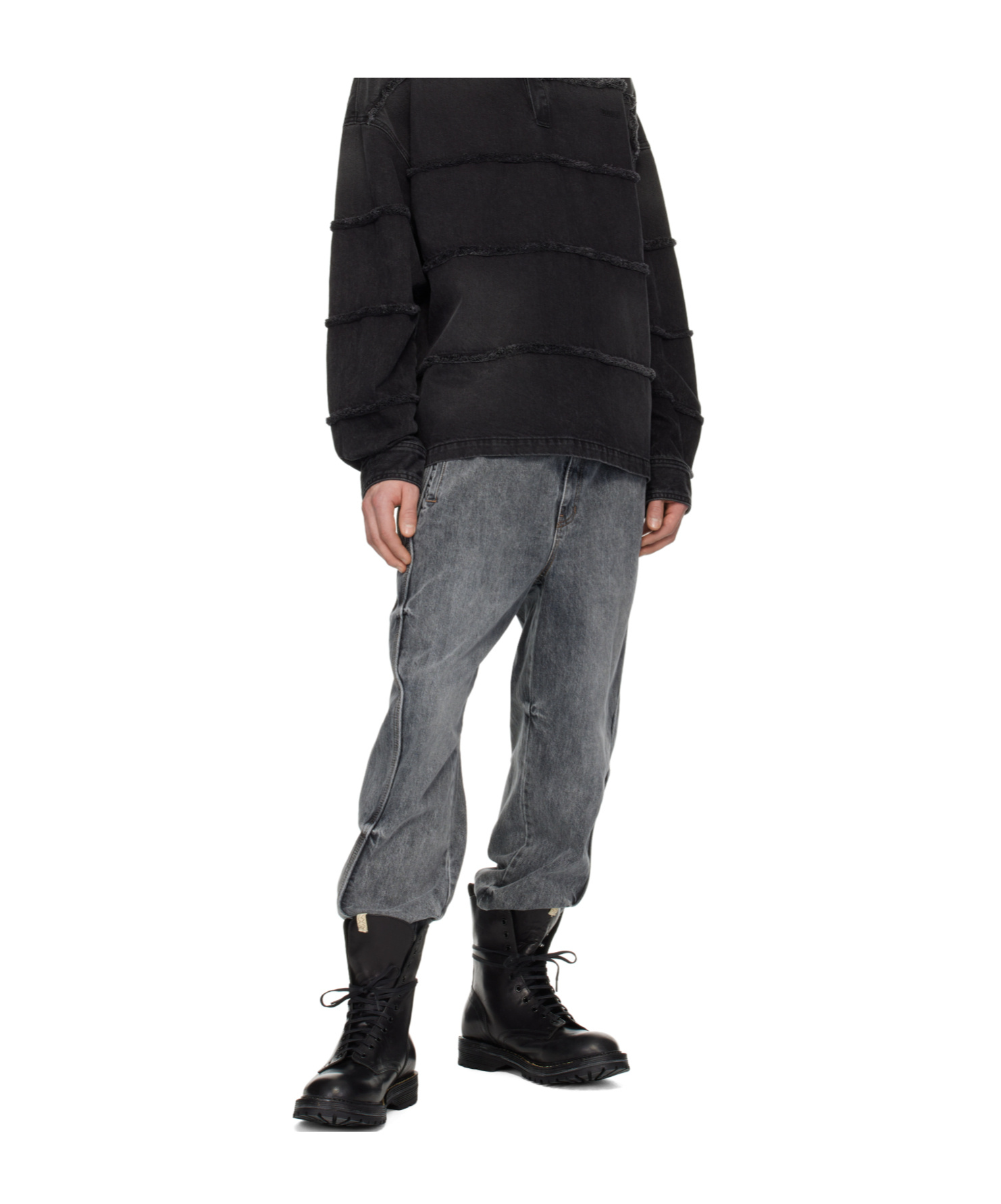 Juunj Track Jogger Denim Sweatpants In Gray