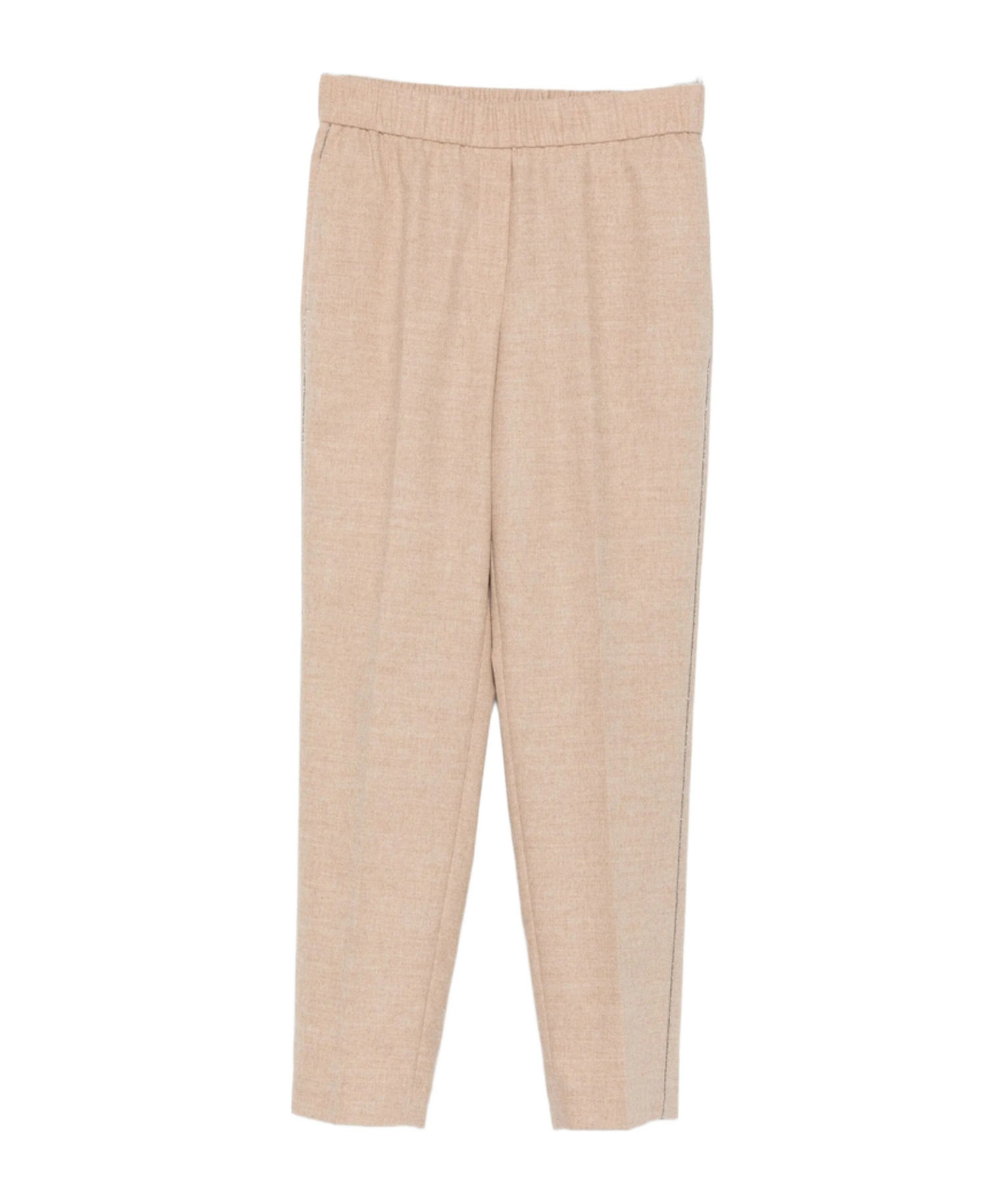Peserico Elastic-waistband Side-stripe Trousers In Brown