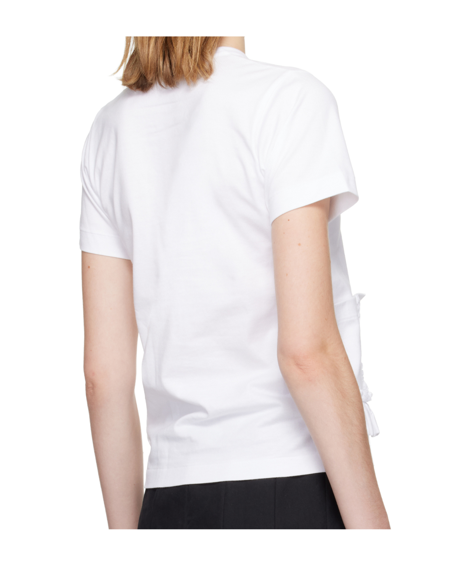 Comme Des Garçons Girl White T-shirt With Ruffle Pockets In White
