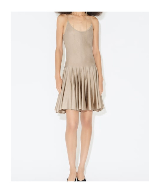Alaïa Knit Slip Flared Dress In Light Brown