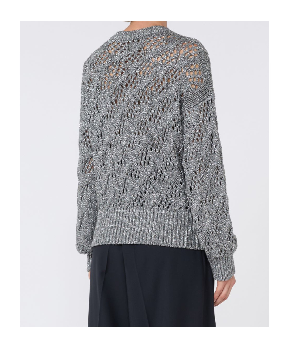 Max Mara Studio Crewneck Knitted Jumper In Gray