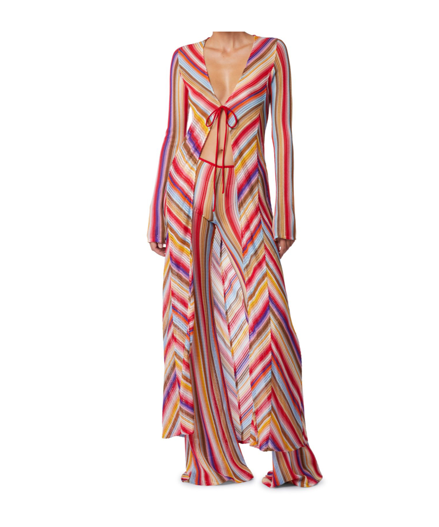 Missoni Long Cover Up Multicolor Red Stripes In Multicolor