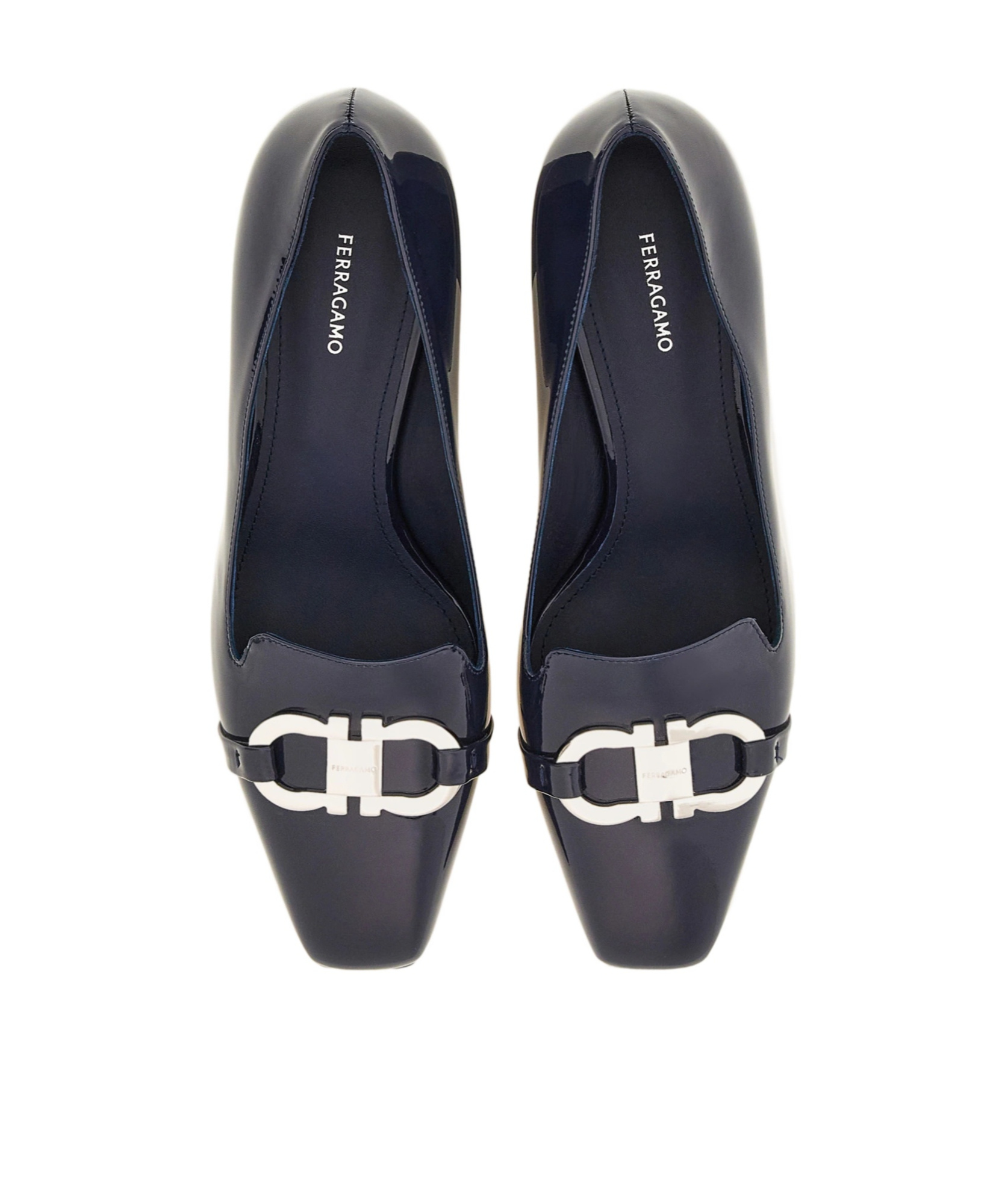 Ferragamo Pump With Gancini Ornament In Blue