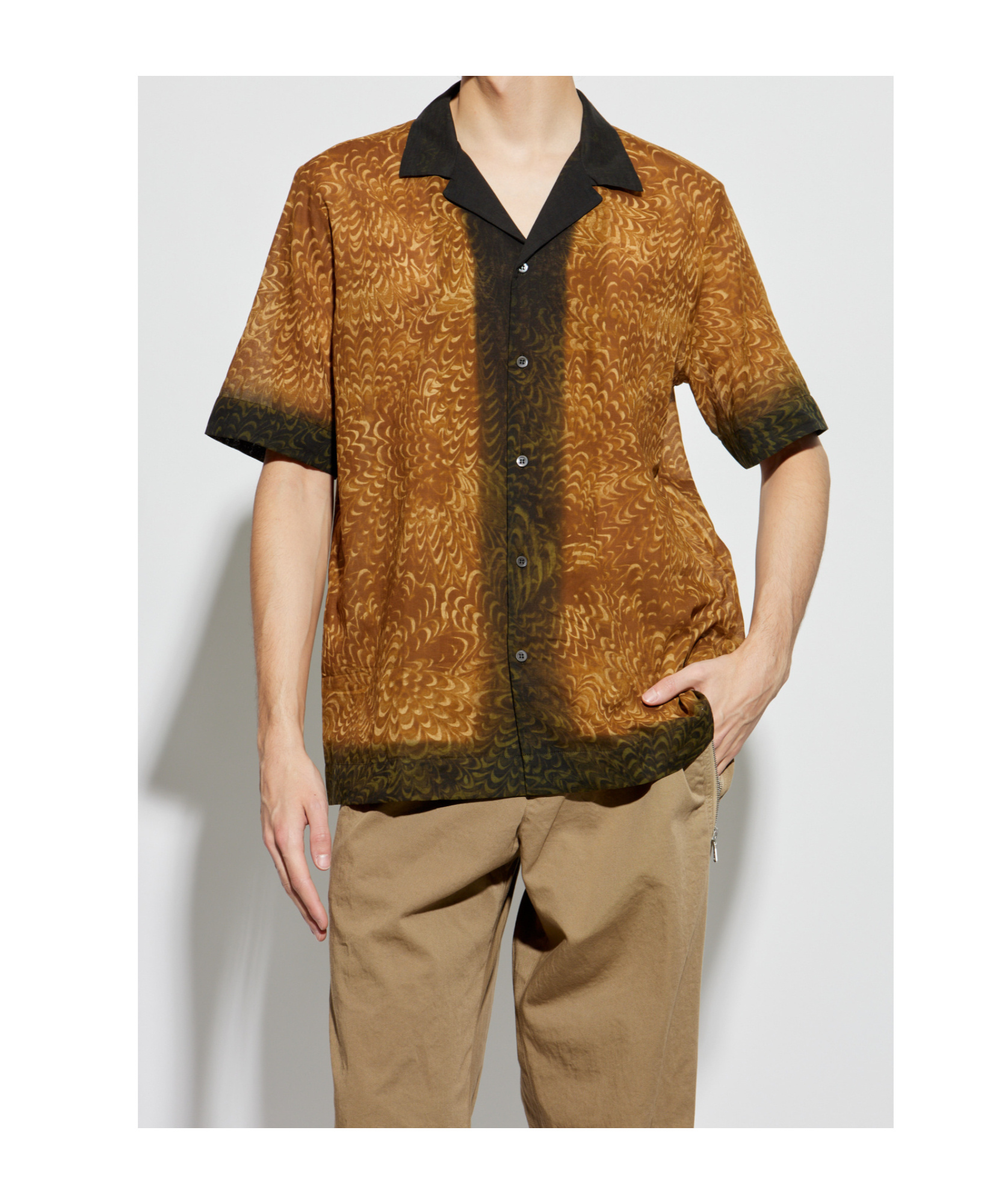 Dries Van Noten Short Sleeve Cotton Shirt In Brown