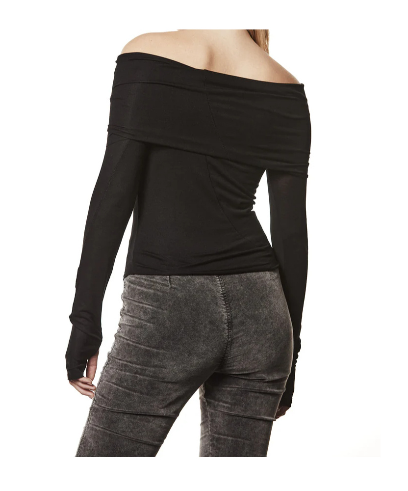 Thom Krom Off-shoulder Longsleeve In Black