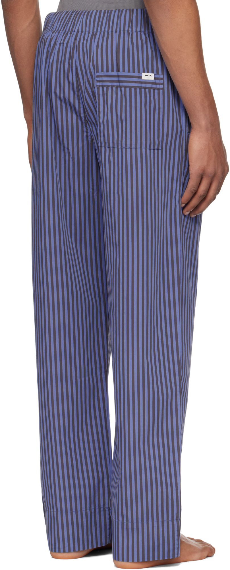 Tekla Verneuil Stripe-pattern Pyjama Trousers In Blue