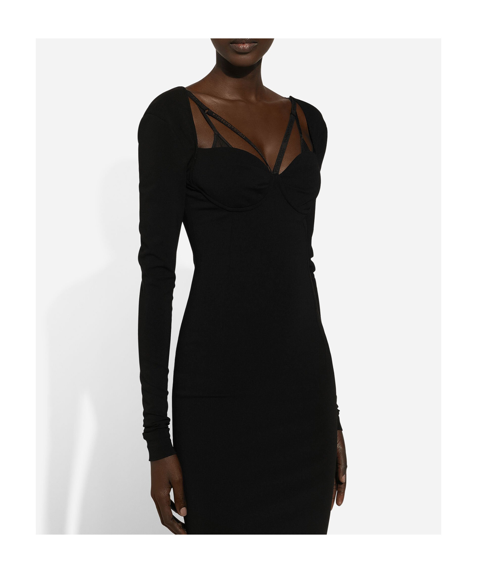 Dolce & Gabbana Jersey Milano Rib Calf-length Dress In Black