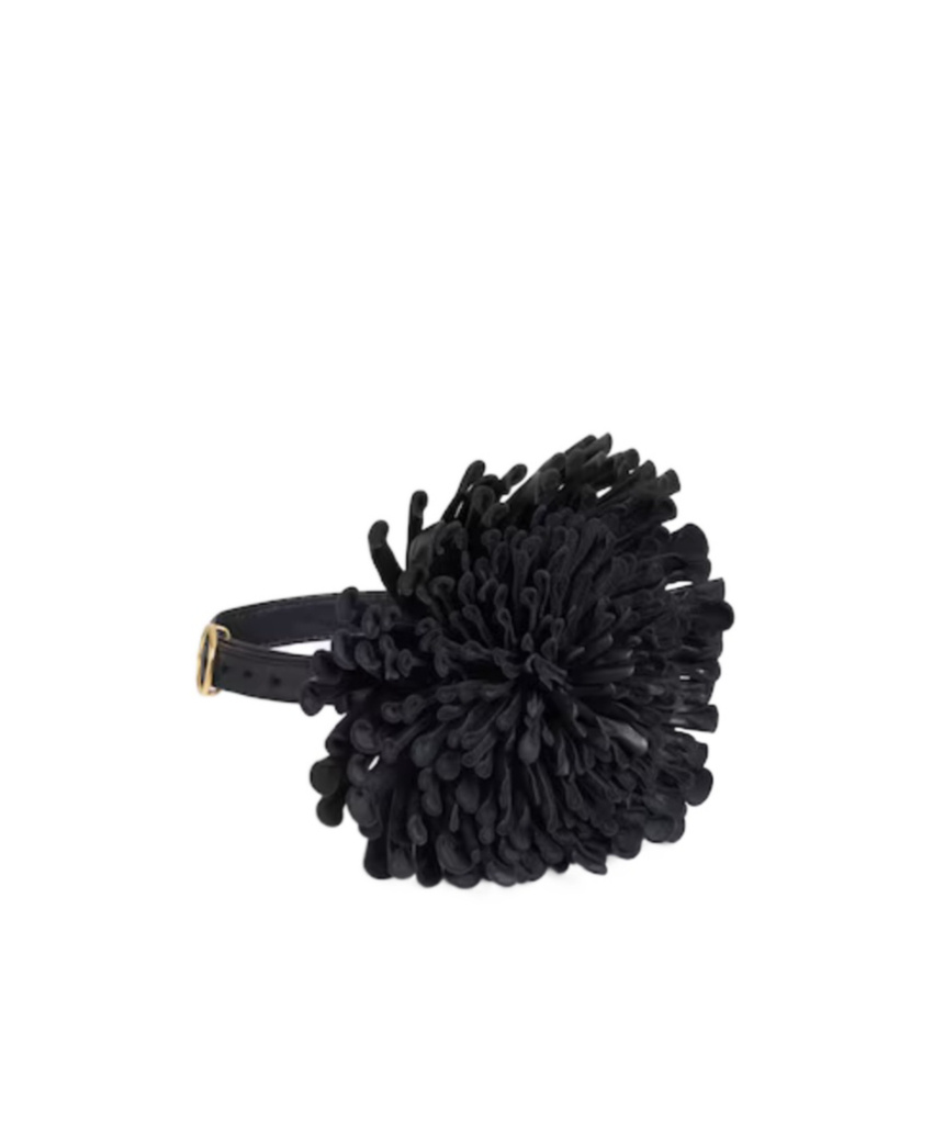 Alaïa Flower Leather Necklace In Black