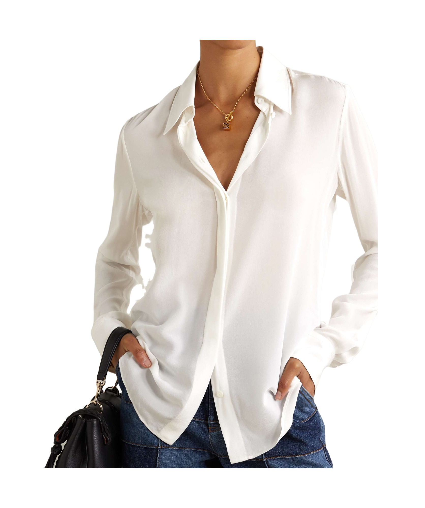 Chloé Long-sleeved Lapel Shirt In White