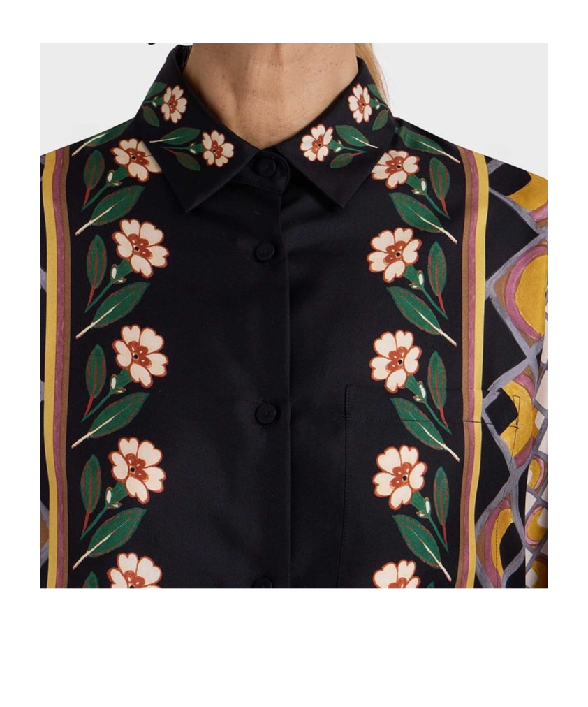 La Doublej La Double J Graphic Print Silk Boy Shirt In Black