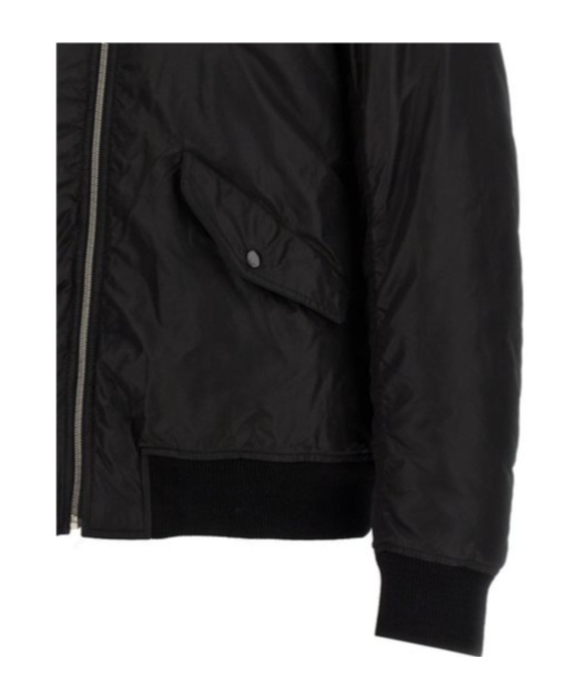 Saint Laurent Collared Silk Bomber With Ribbed Cuffs In Black
