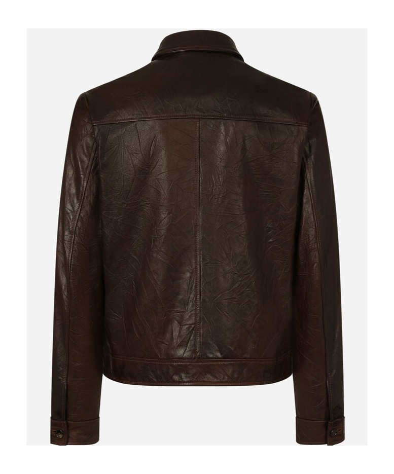 Dolce & Gabbana Zipped Leather Jacket In Black