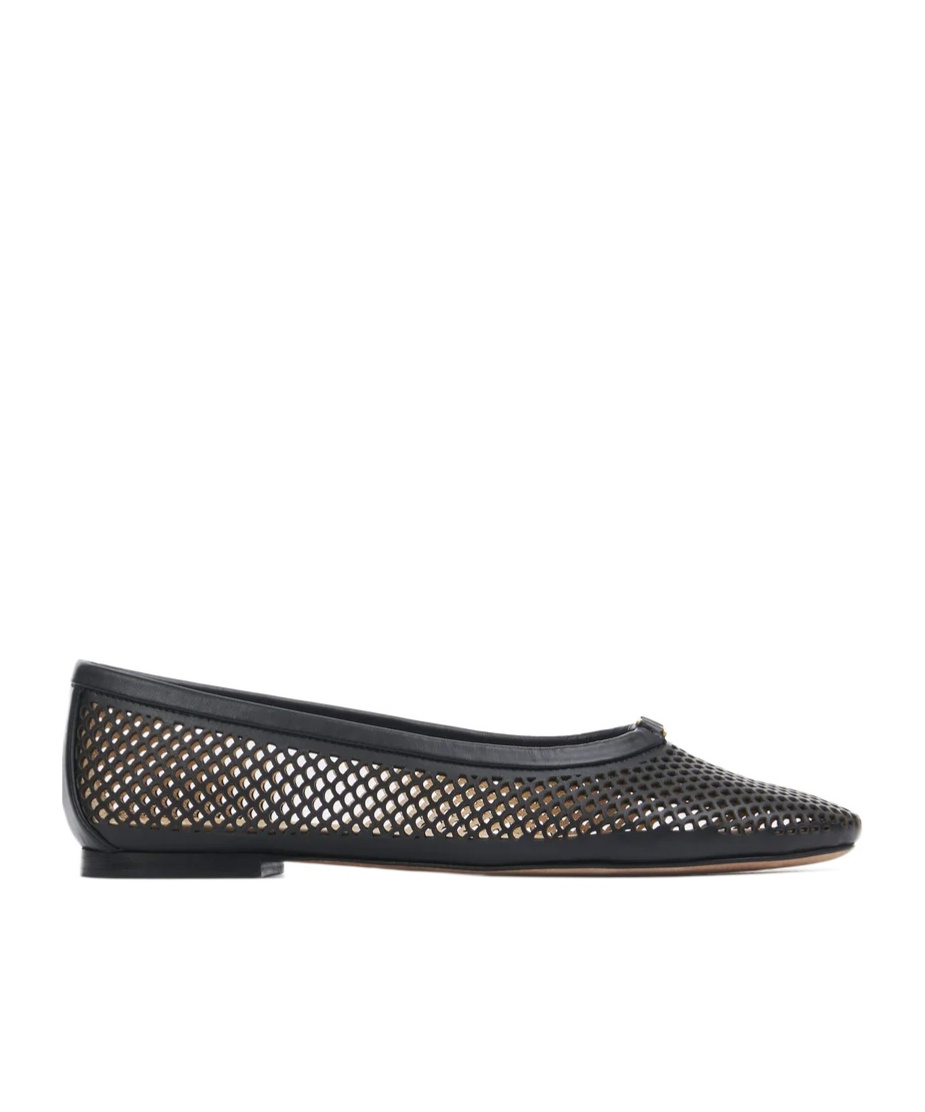 Chloé Marcie Leather Net Ballerina Flats In Black