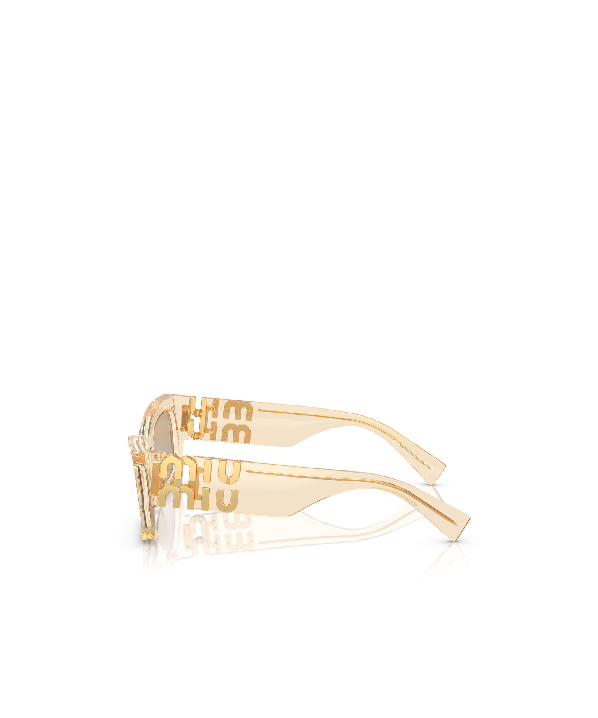 Miu Miu Logo-lettering Square-frame Sunglasses In Nude