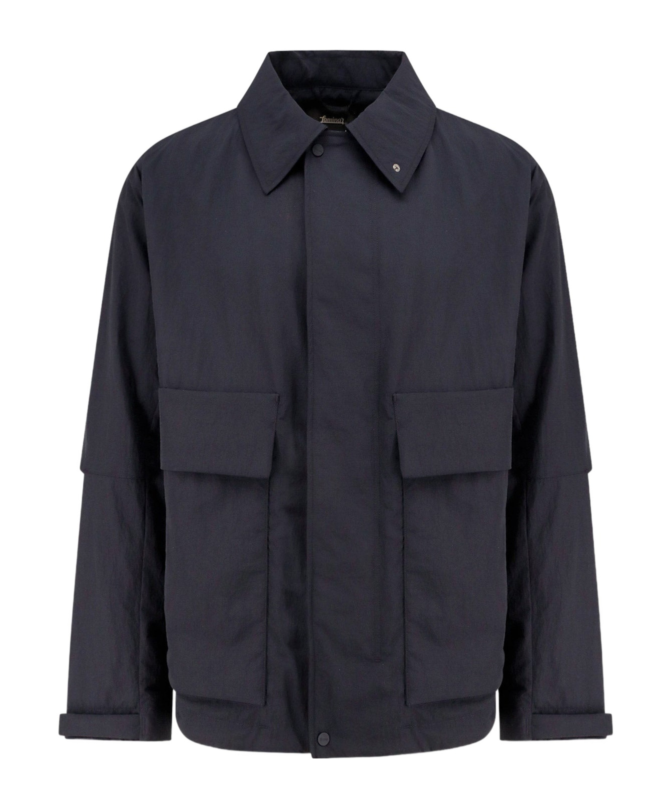 Herno Navy Blue Nylon Jacket In Black
