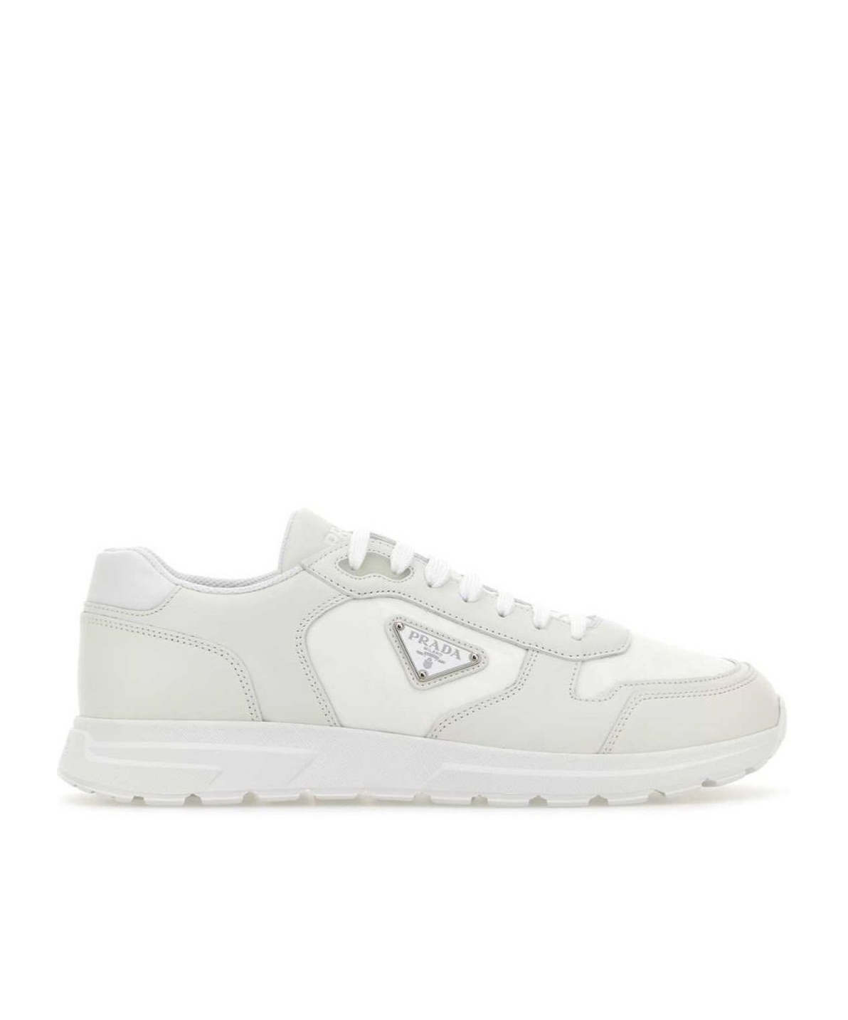 Prada Casual Leather And Fabric Low-top Sneakers In Neutral