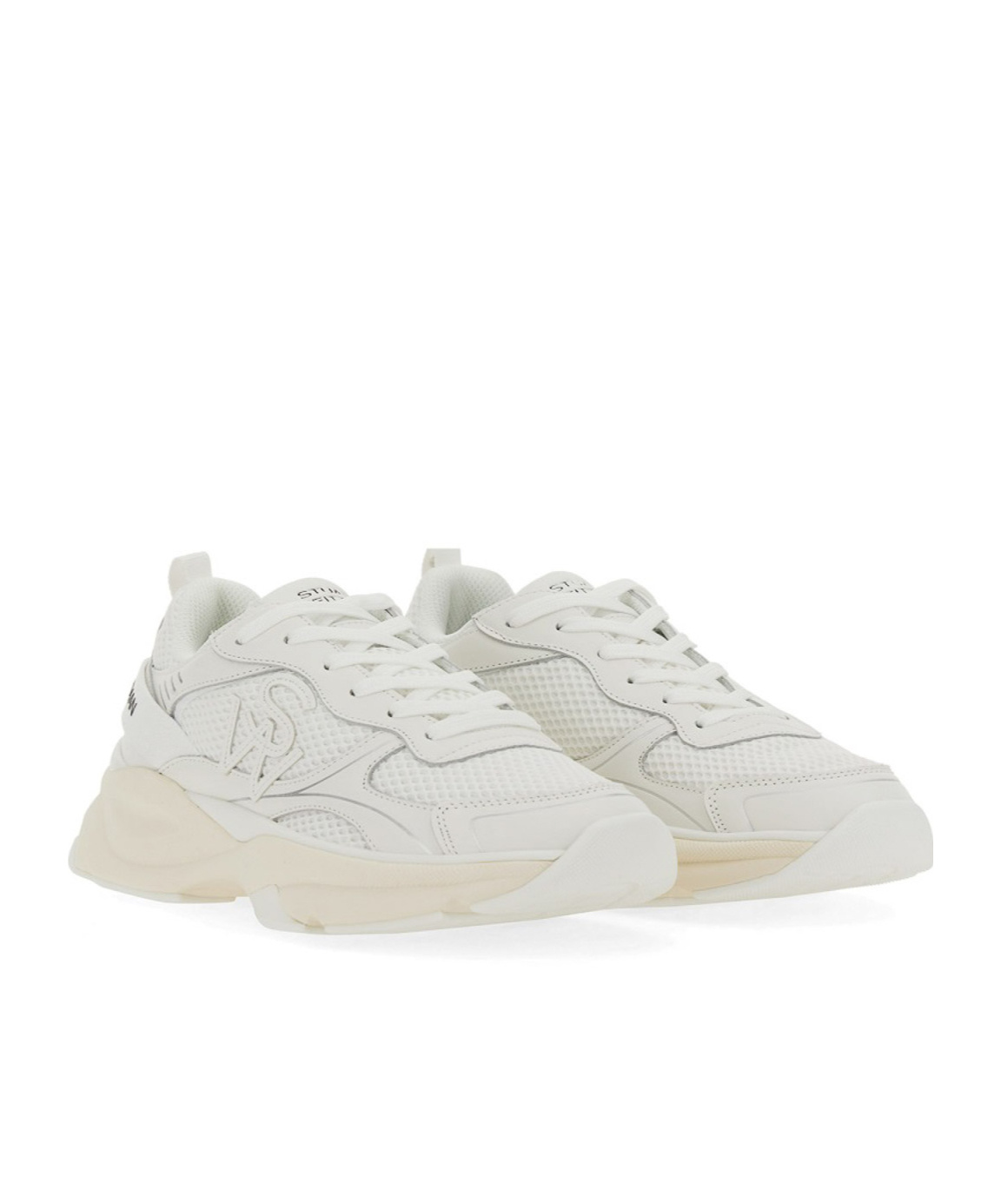 Stuart Weitzman White Sneakers With Logo Embroidery On The Side And Logo Patch On The Heel In Leather And Mesh Woman In White