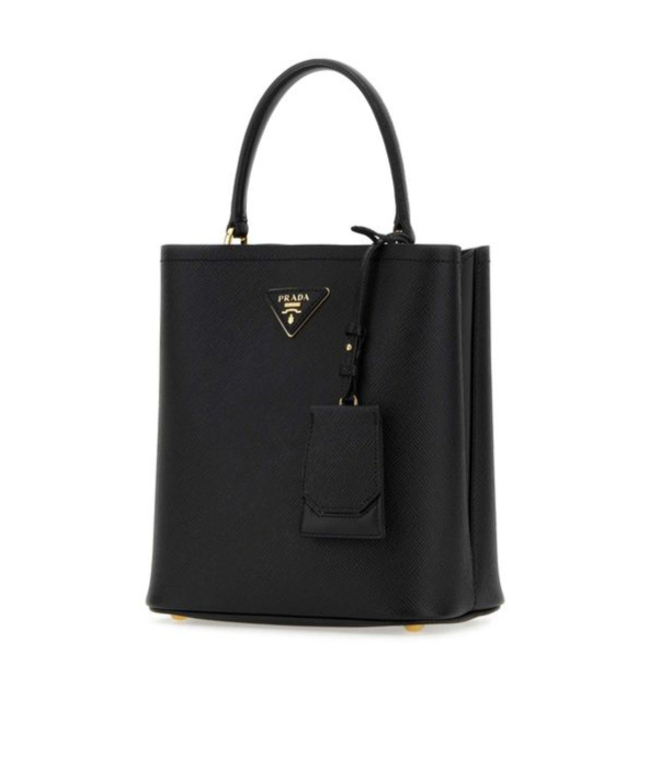 Prada Small Saffiano Leather Bucket Bag In Black