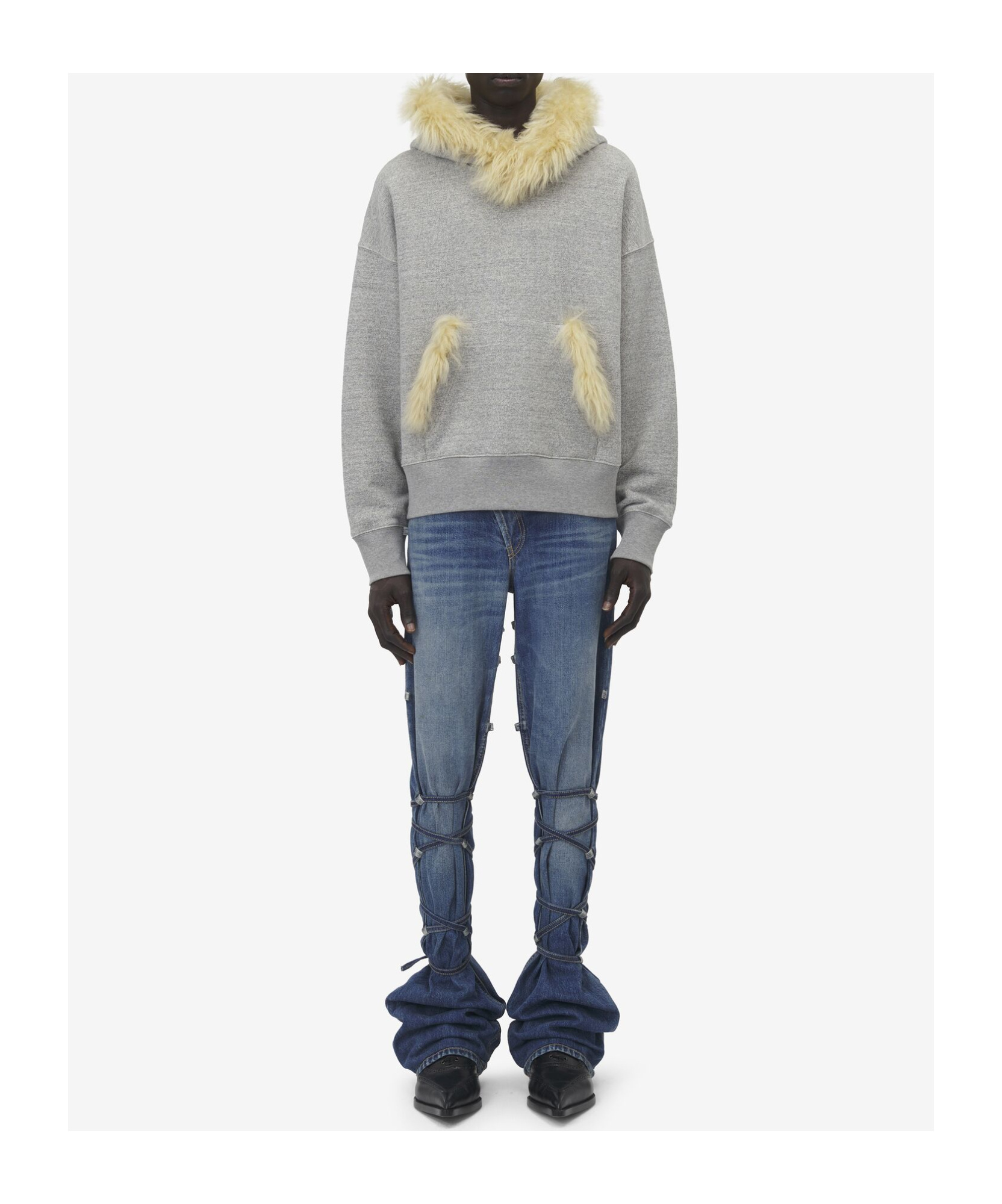 Alexander Mcqueen Terry Fleece Hooded Sweatshirt In Gray