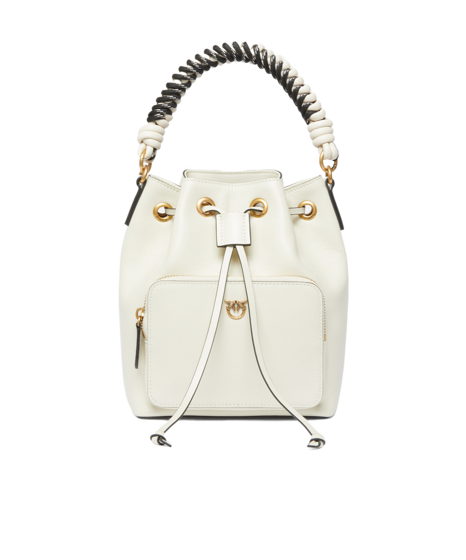 Pinko Drawstring Handbag In White
