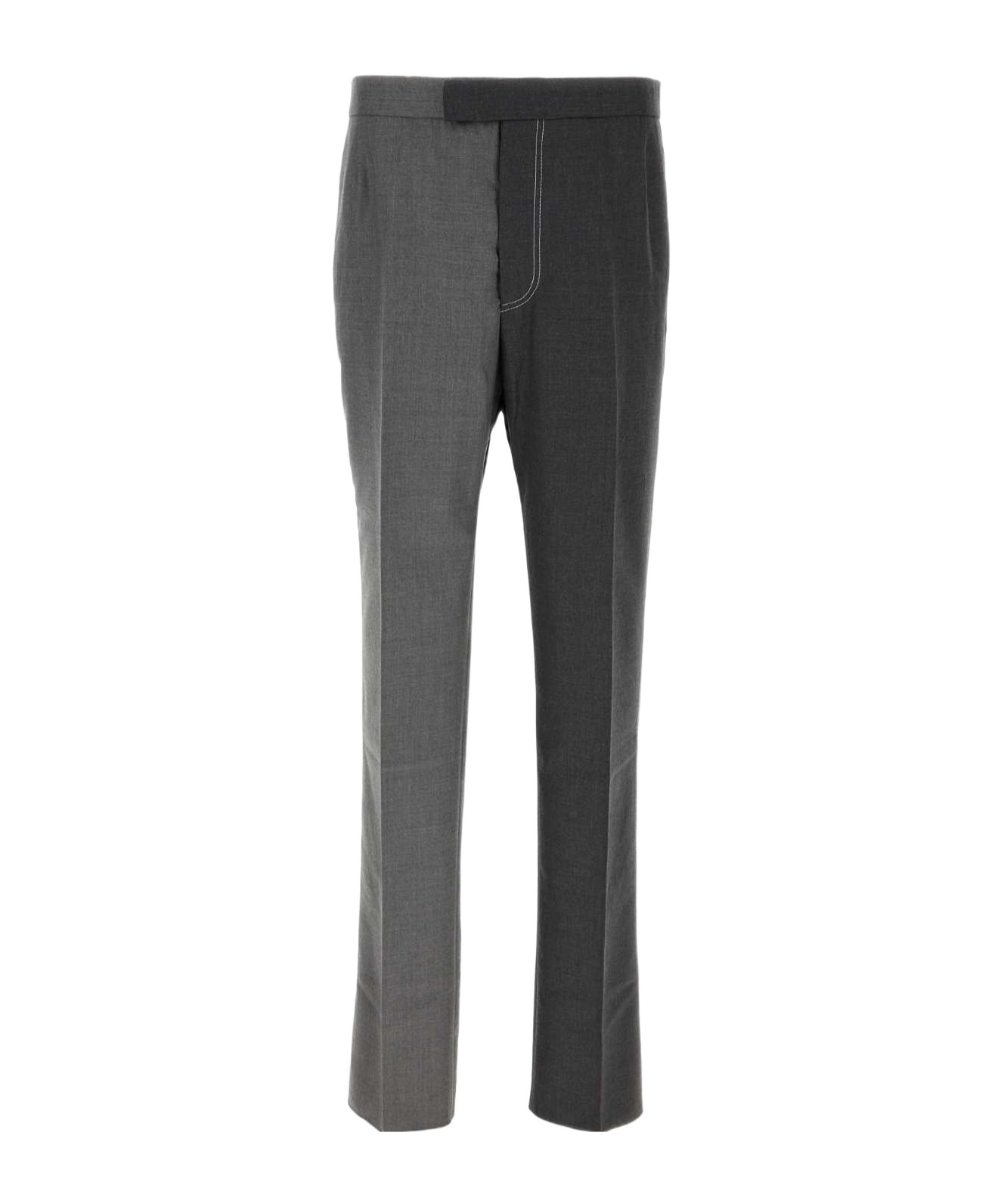 Thom Browne Wool Pant With Two-tone Design And Belt Loops In Black