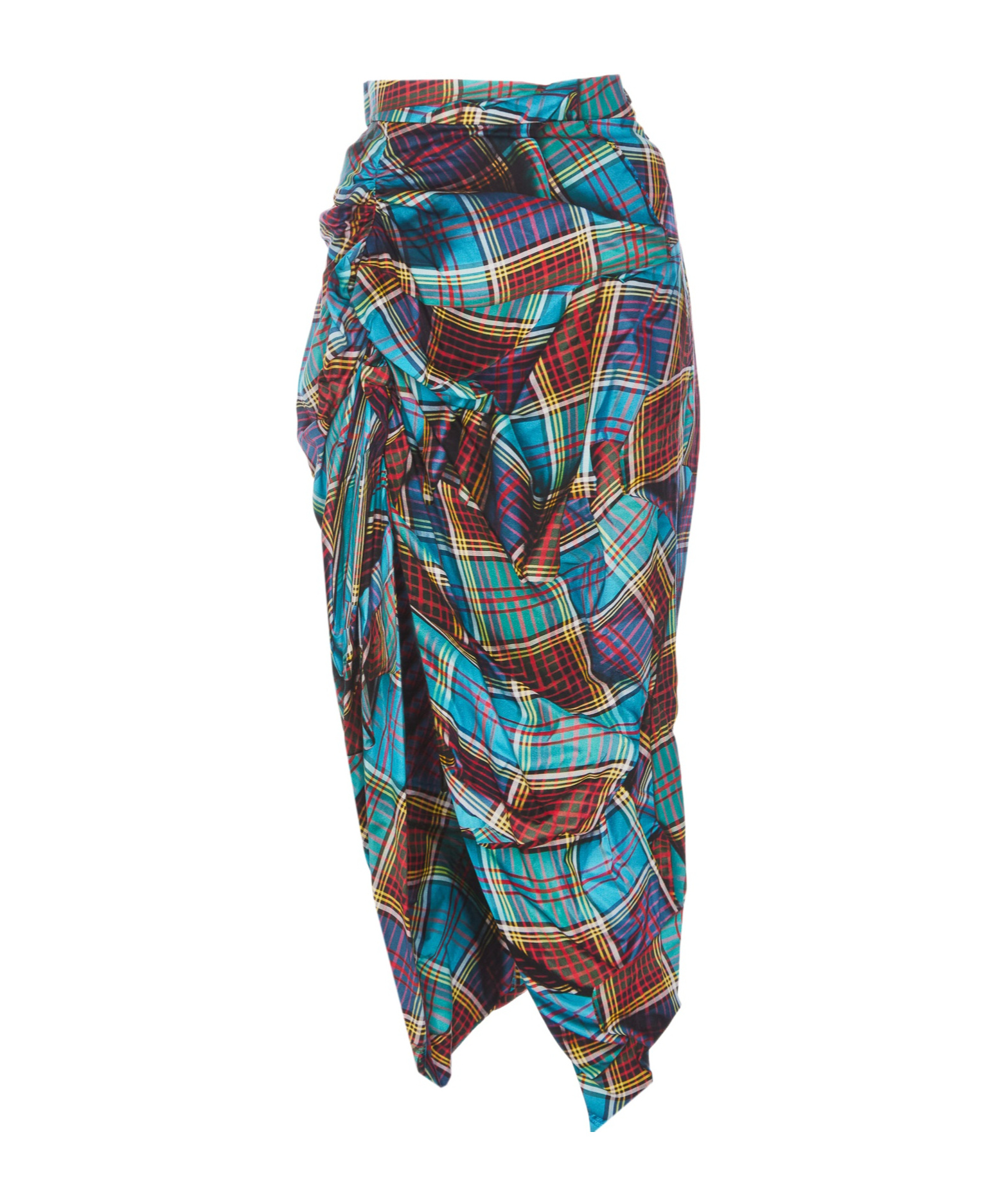 Vivienne Westwood Panther Tartan Gathered Midi Skirt In Multicolor