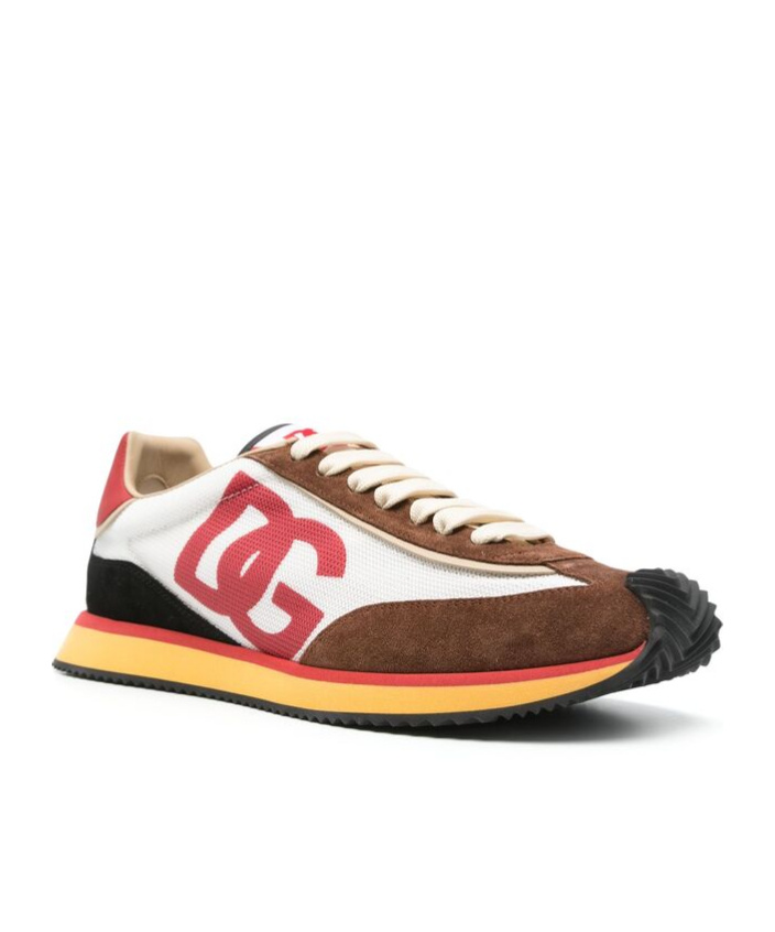 Dolce & Gabbana Mesh And Suede Dg Cushion Sneakers In Multicolor