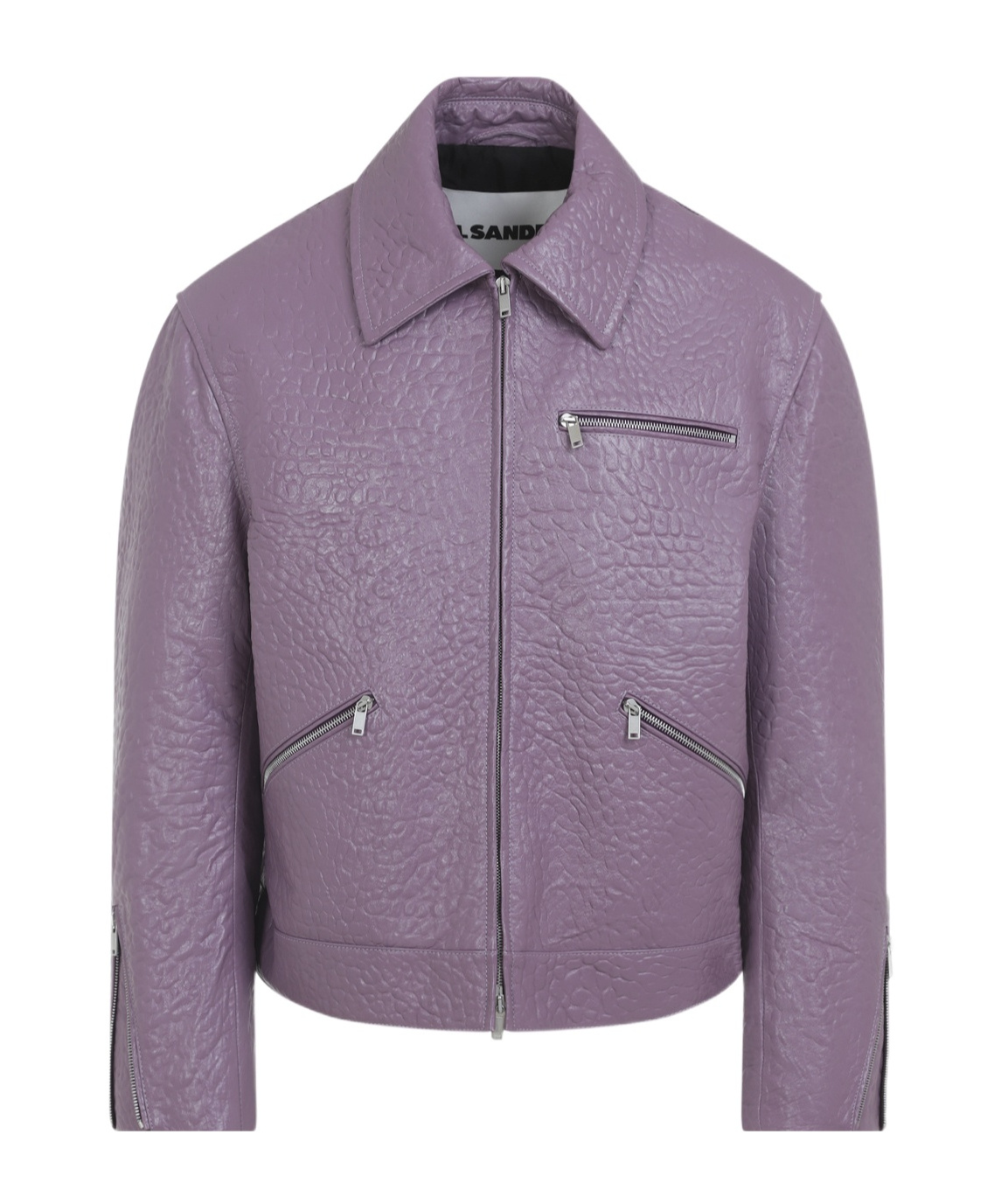 Jil Sander Long-sleeved Leather Jacket In Purple