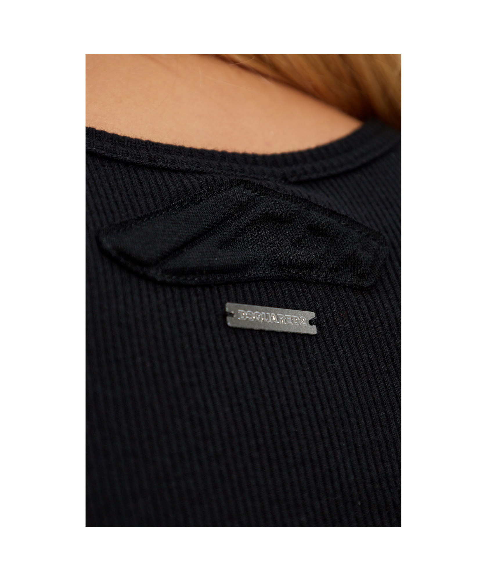 Dsquared2 Sleeveless Cotton Top In Black