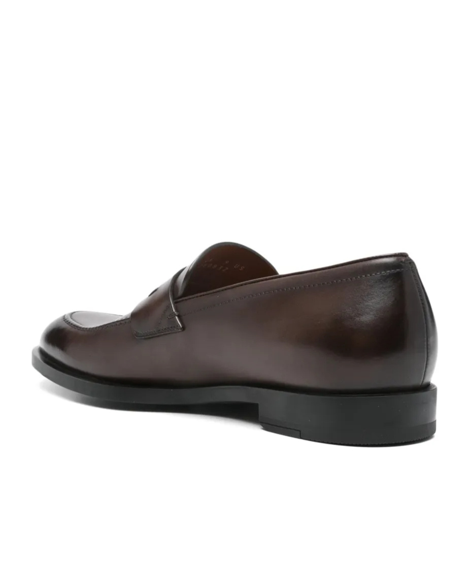 Zegna Leather Penny Loafers In Black