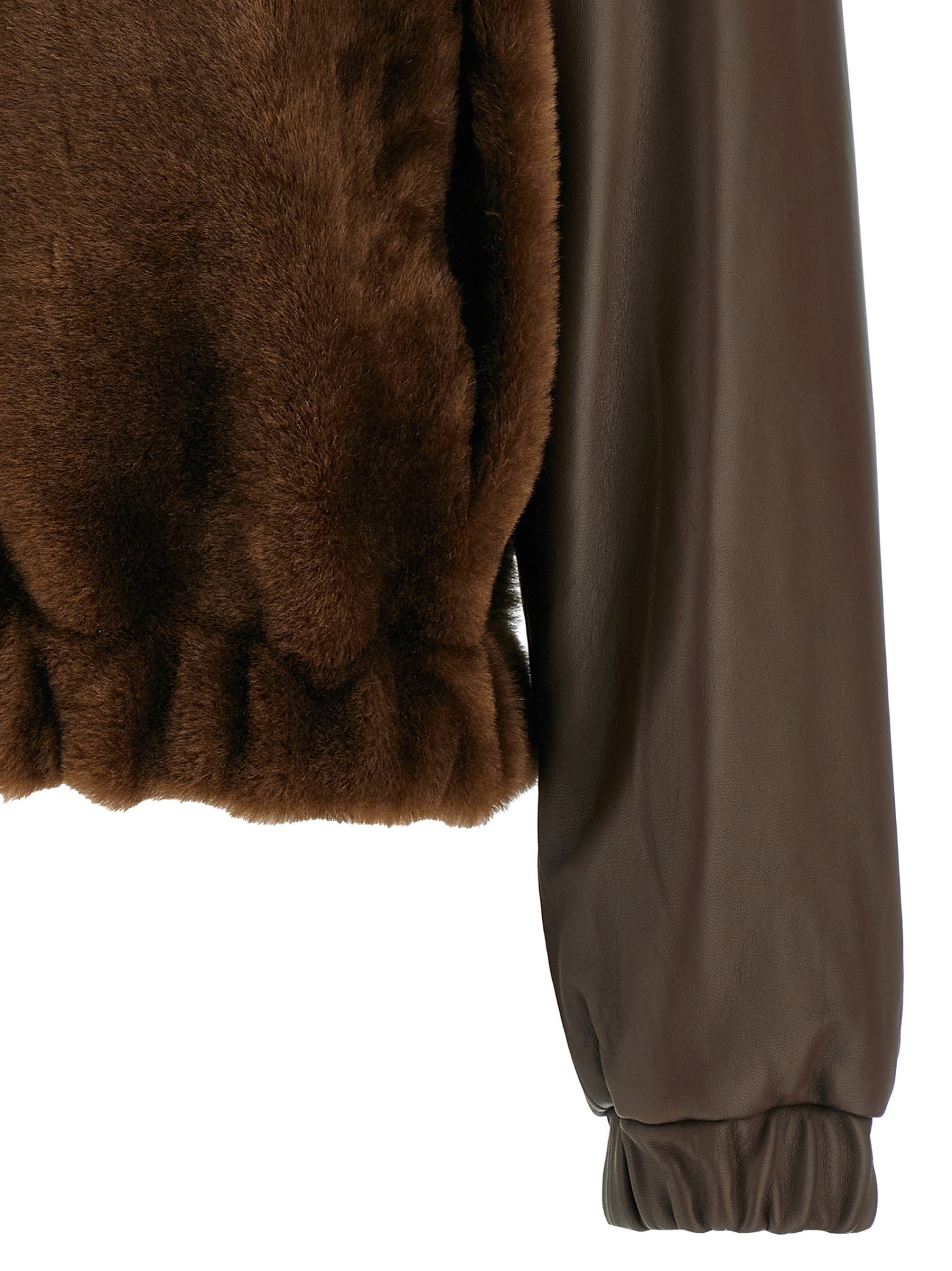 Fabiana Filippi Bomber Jacket With Faux Fur Front In Brown