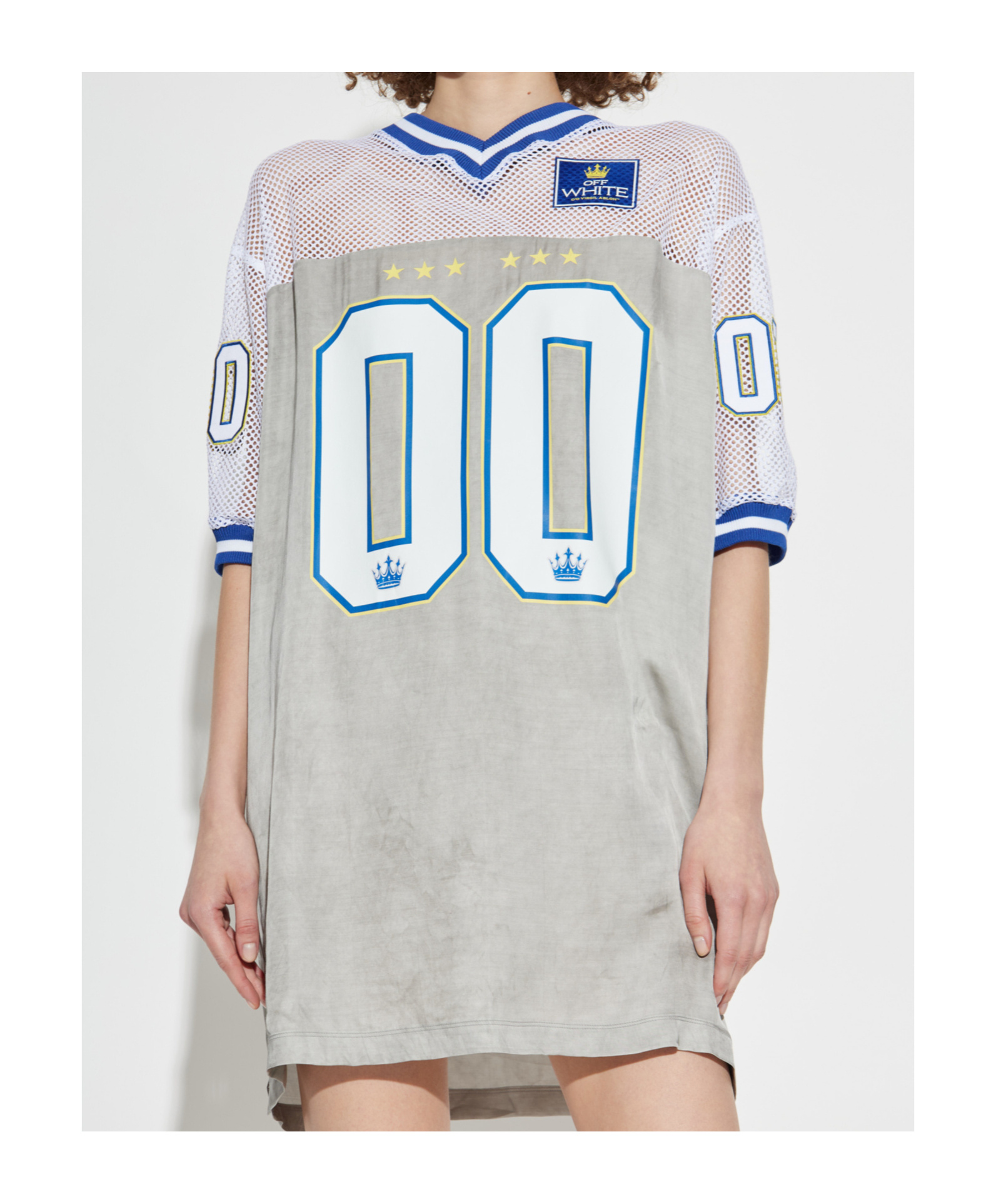 Off-white Mesh-insert Jersey Dress In Gray