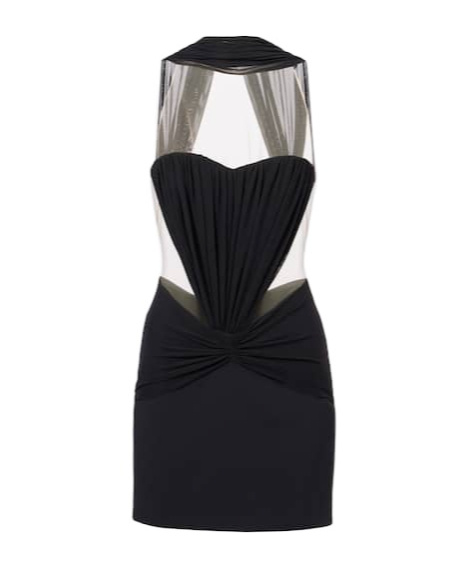 David Koma Scarf-detail Ruched Minidress In Animal Print