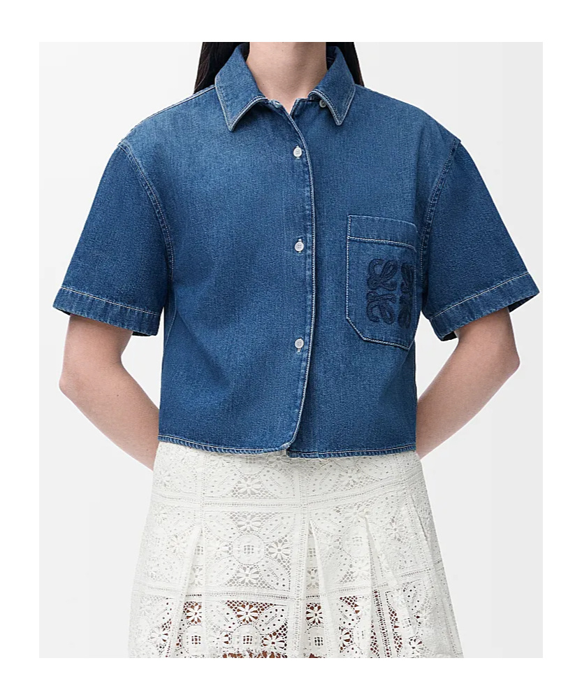 Shop Loewe Short Sleeve Shirt In Light Blue