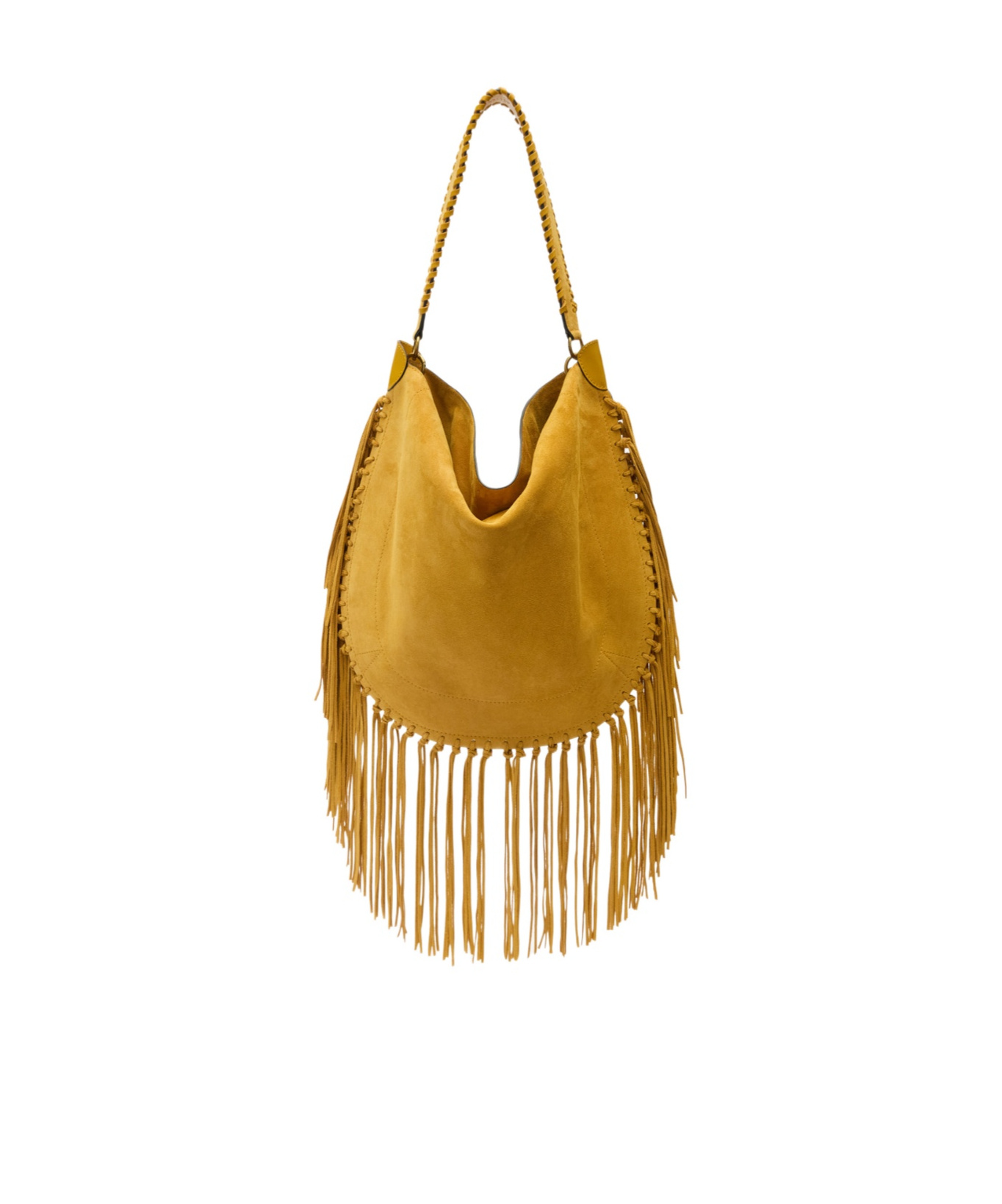 Isabel Marant Oskan Fringed Suede Shoulder Bag In Yellow