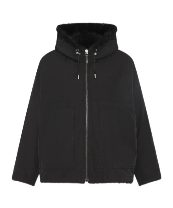 Yves Salomon Short Reversible Parka In Black