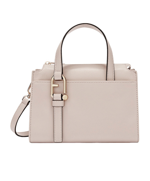 Furla Boston S Leather Handbag In Nude