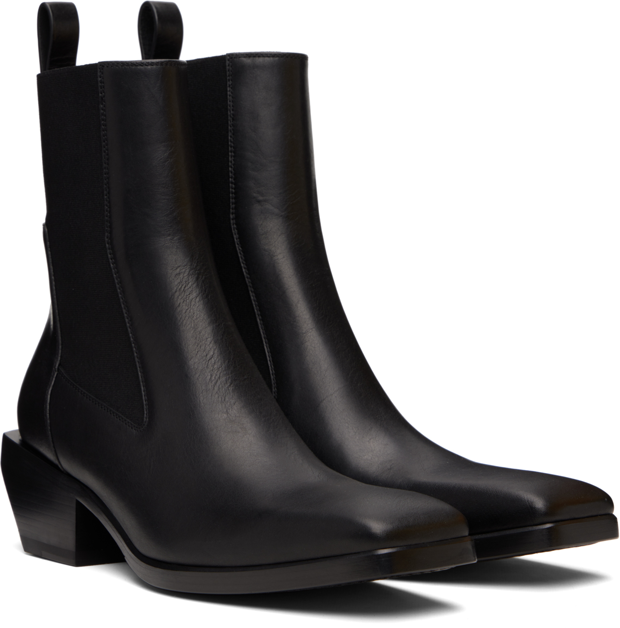 Rick Owens Square Toe Ankle Boots In Black