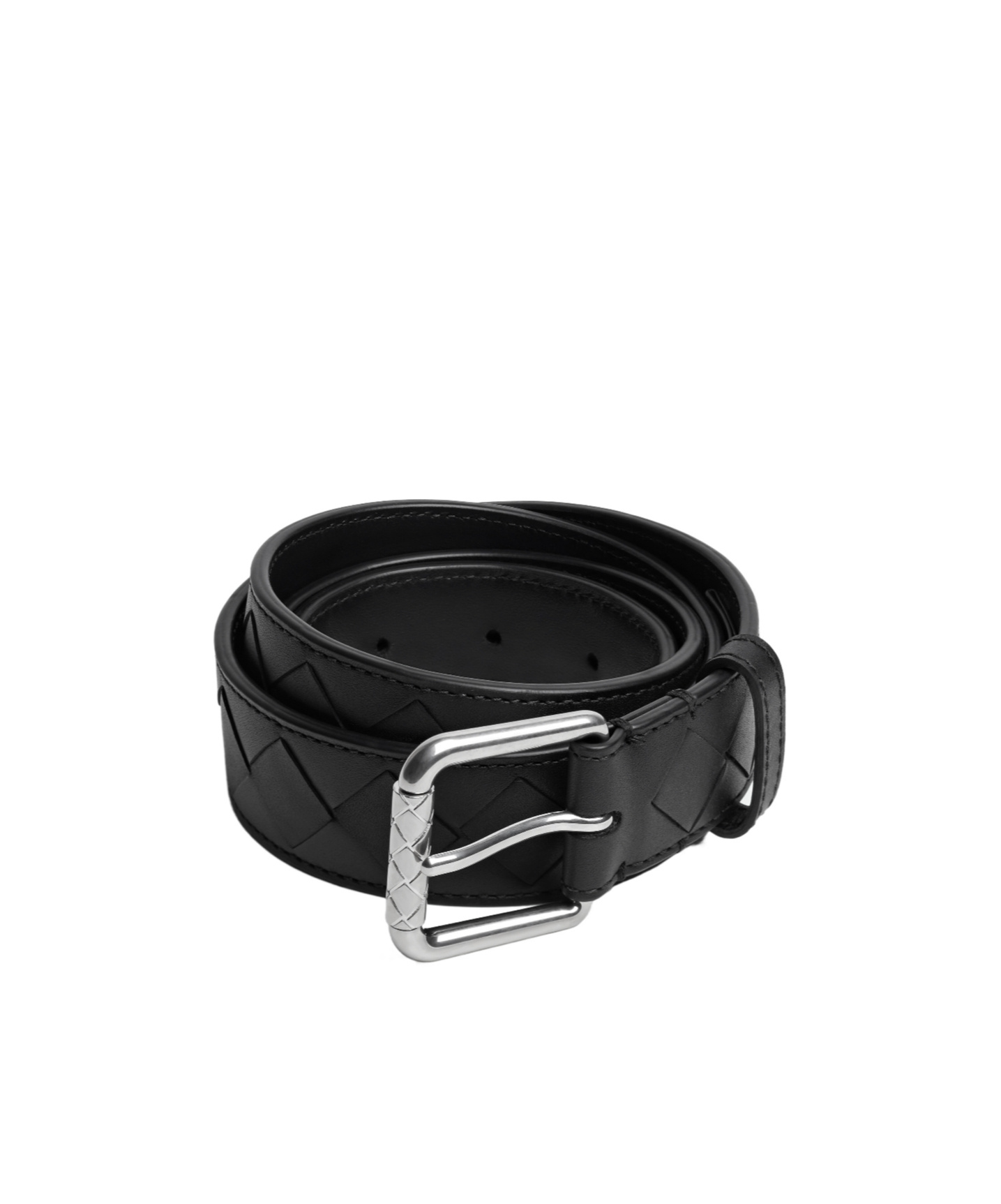 Bottega Veneta Intrecciato Belt In Black
