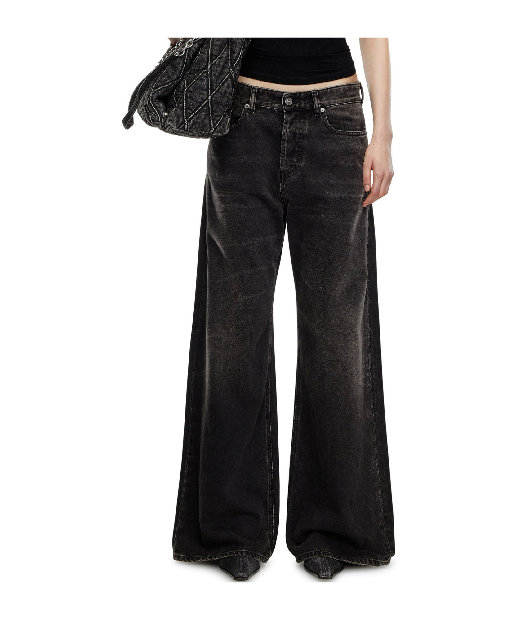Diesel 1996 D-sire Low-rise Wide-leg Jeans In Black
