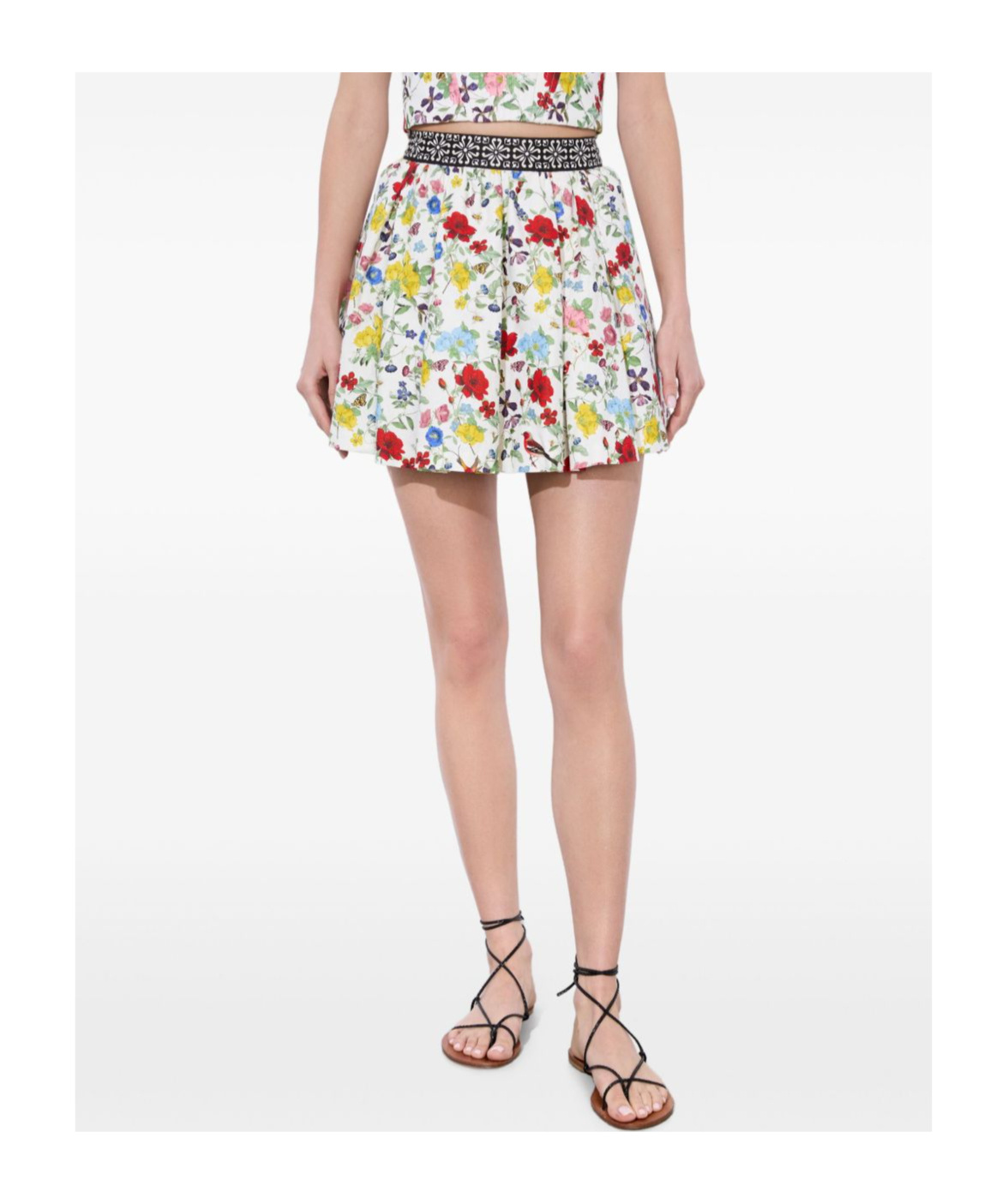 Alice And Olivia Haven Lin And Cotton Mini Skirt In Colorful Doll House